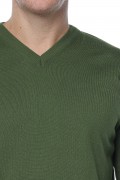 Pulover barbatesc ,Cashmere, Giovane Ricco, in anchior, cu lana merinos si casmir, Kaki